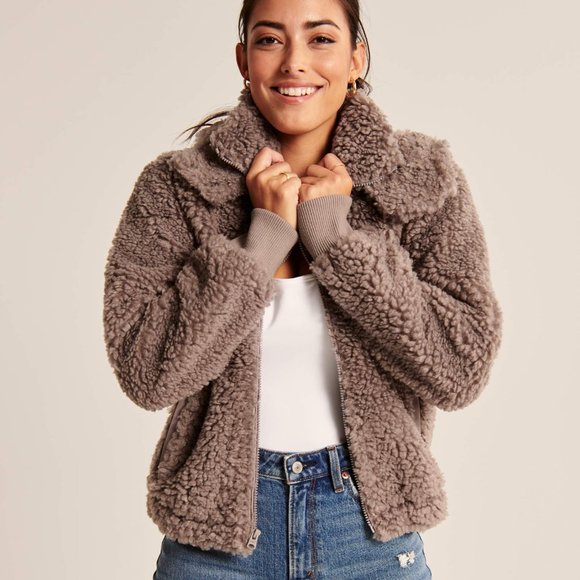 Abercrombie Full-Zip Sherpa Fleece Jacket Hoodie - Picture 9 of 10